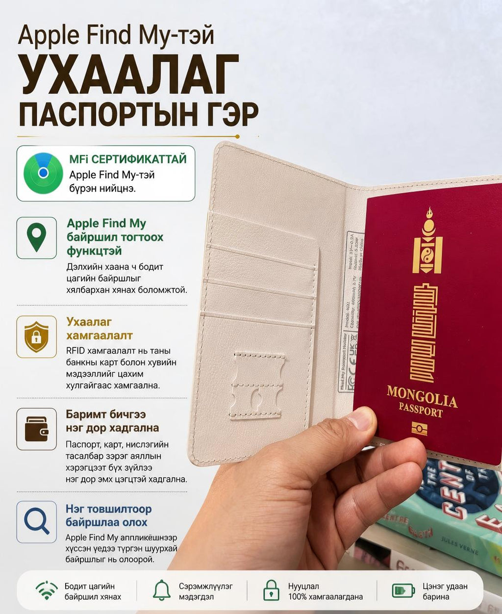 Сүүн цагаан өнгөтэй ухаалах паспортын гэр